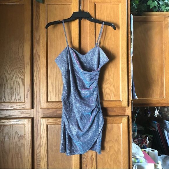 CIDER Iridescent Ruched Bodycon Mini Dress Size S - Picture 1 of 12